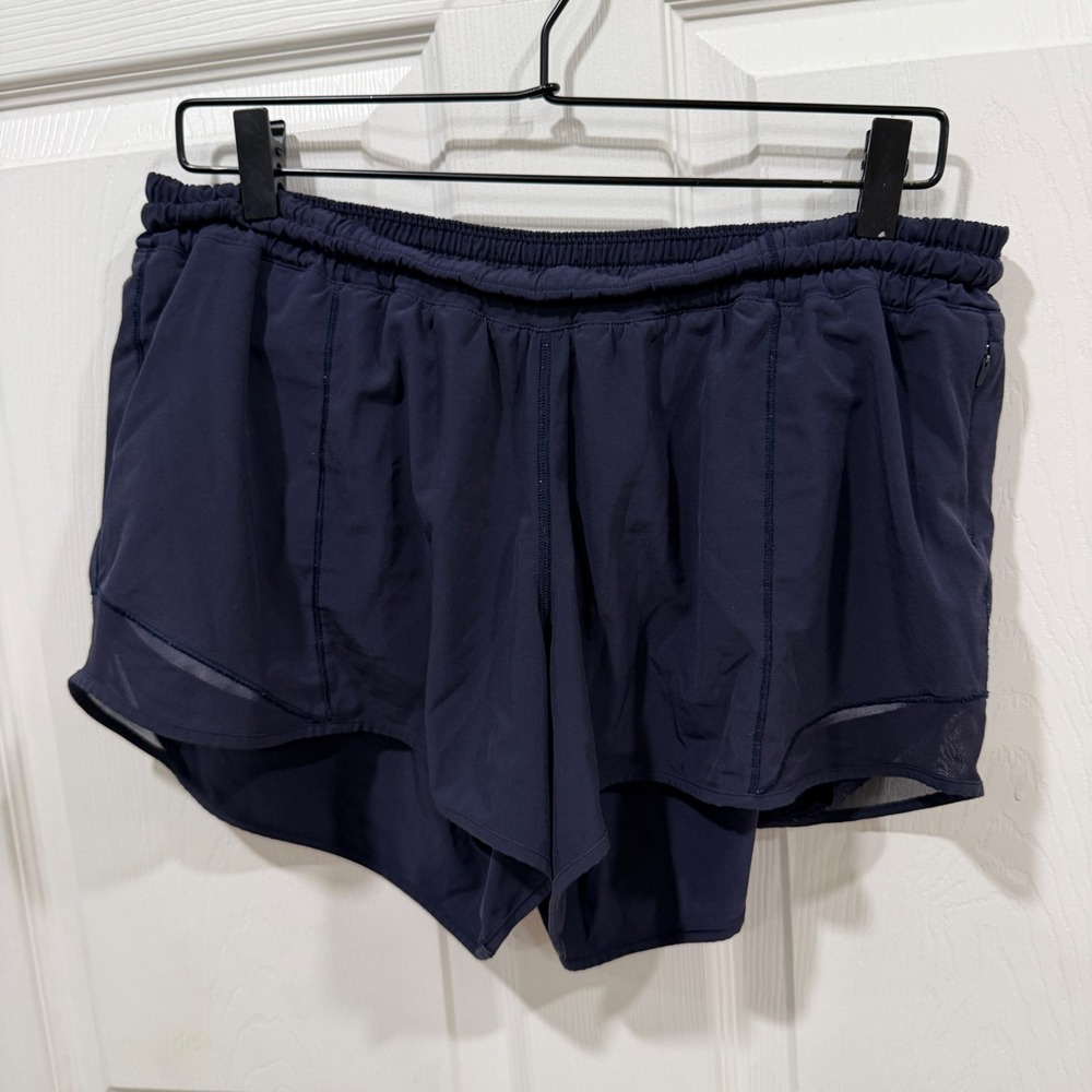 Lululemon Hotty Hot High-Rise Lined Short 4" Navy Blue W7AS8S Size 12 Tall